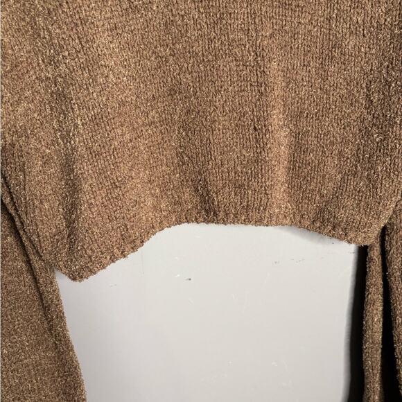 One Grey Day Brown Long Sleeve Cropped Tight Knit Sweater Size XS - Picture 2 of 7